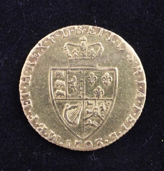 George III 1793 gold spade guinea.